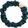 Hair By Eloise Accessories & Towels | Gold Heart Silk Scrunchie Chive Green